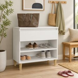 Compact White Shoe Cabinet 70x36x60 cm for Shoes