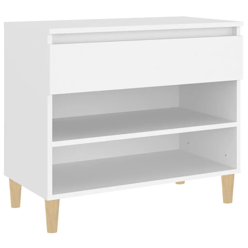 Shoe Storage Cabinet 70x36x60cm White Engineered Wood Organiser with 2 Compartments and Drawer for Entryway and Hall