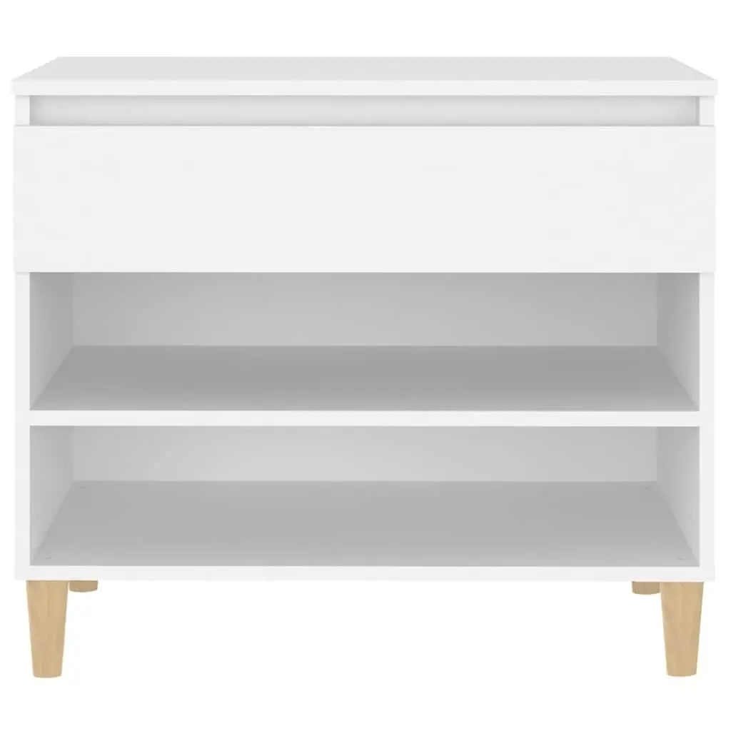 Shoe Storage Cabinet 70x36x60cm White Engineered Wood Organiser with 2 Compartments and Drawer for Entryway and Hall