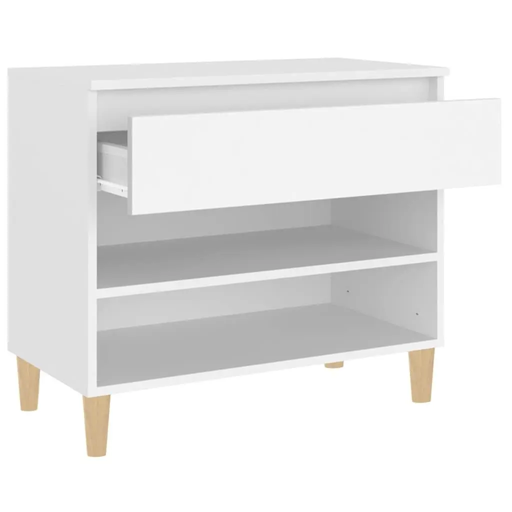 Shoe Storage Cabinet 70x36x60cm White Engineered Wood Organiser with 2 Compartments and Drawer for Entryway and Hall