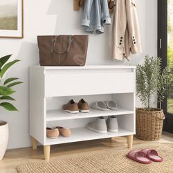 Compact Shoe Cabinet in High Gloss White Finish