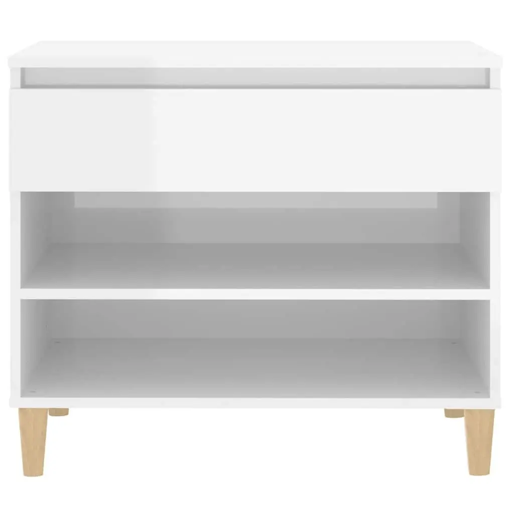 Shoe Cabinet White High Gloss 2 Compartments Storage Organiser