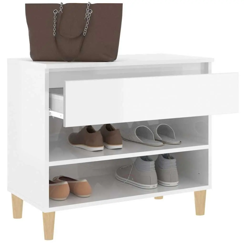 Shoe Cabinet White High Gloss 2 Compartments Storage Organiser