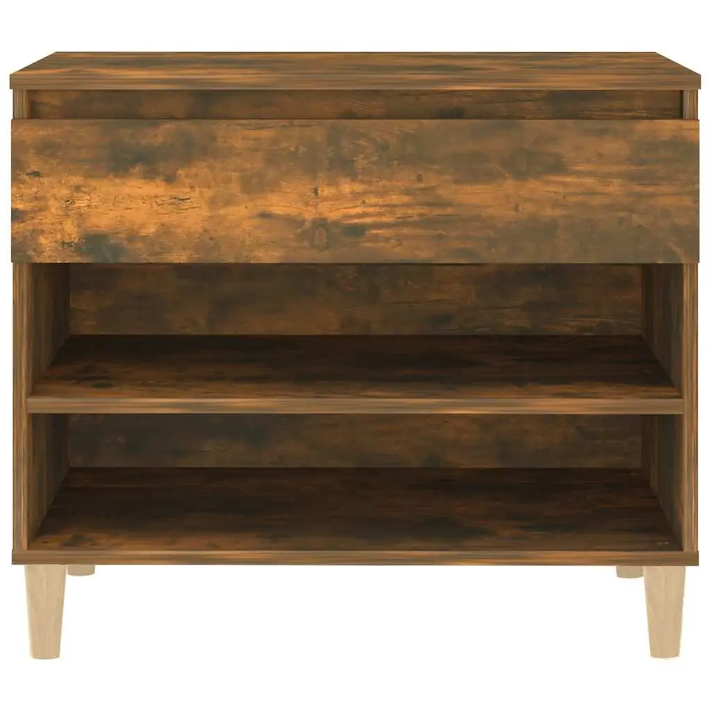 Shoe Cabinet Brown Engineered Wood 70x36x60cm 2 Compartment Storage Organiser