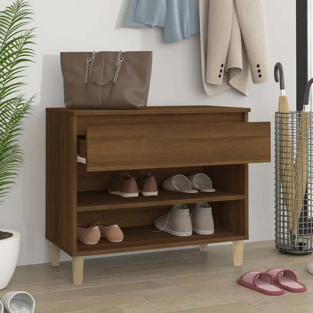 Shoe Cabinet Brown Oak 70x36x60 cm Engineered Wood Storage Organiser