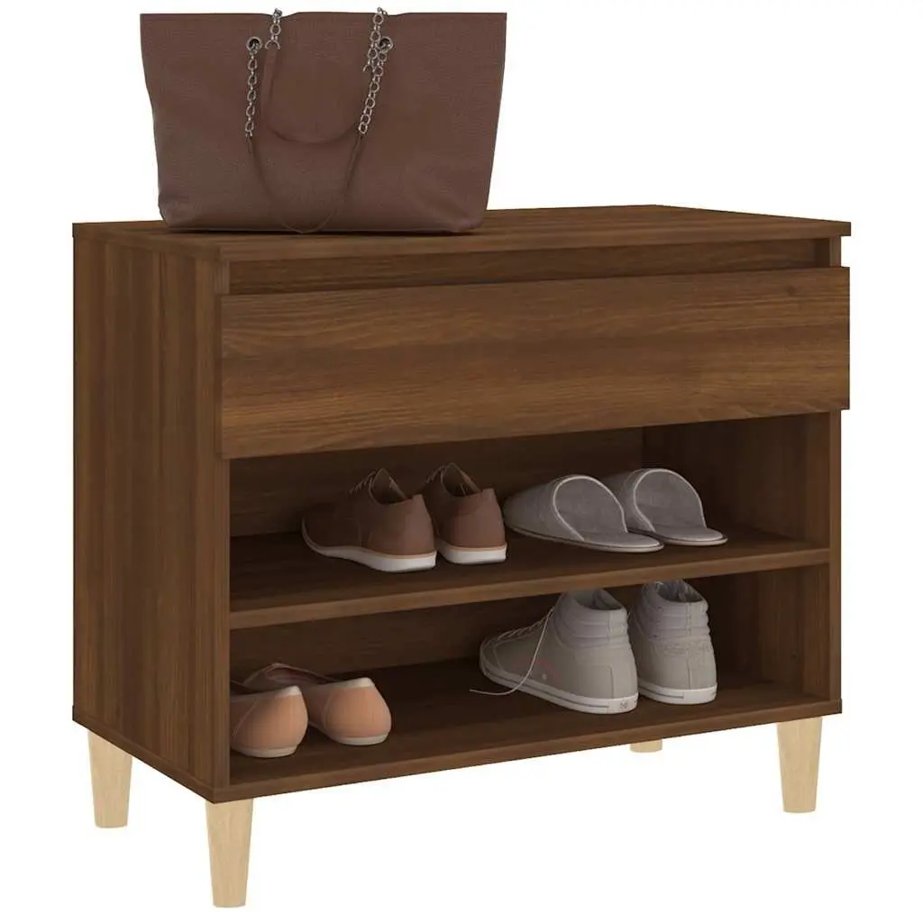 Shoe Cabinet Brown Oak 70x36x60 cm Engineered Wood Storage Organiser
