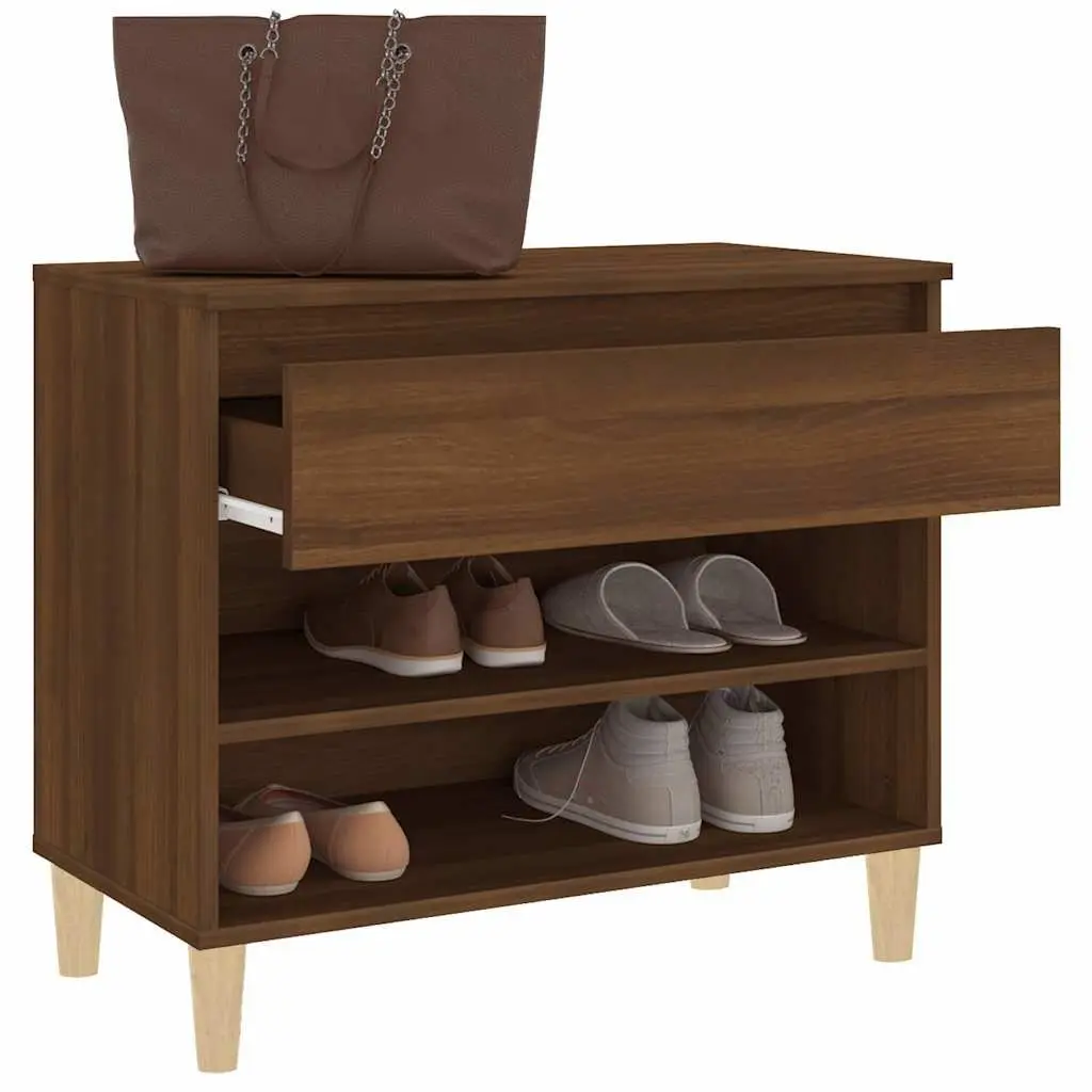 Shoe Cabinet Brown Oak 70x36x60 cm Engineered Wood Storage Organiser