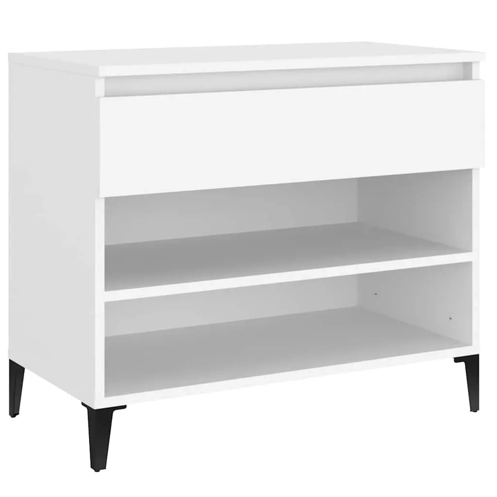 Shoe Cabinet White 70x36x60 cm 2 Compartments Engineered Wood