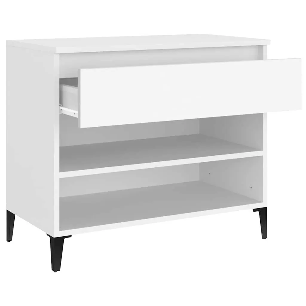 Shoe Cabinet White 70x36x60 cm 2 Compartments Engineered Wood