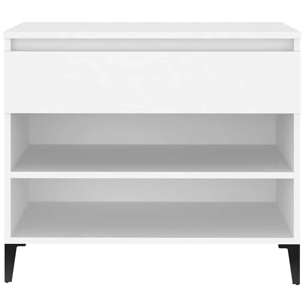 Shoe Cabinet White 70x36x60 cm 2 Compartments Engineered Wood