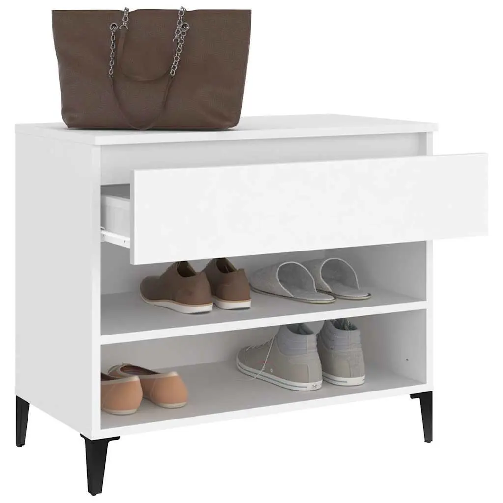 Shoe Cabinet White 70x36x60 cm 2 Compartments Engineered Wood