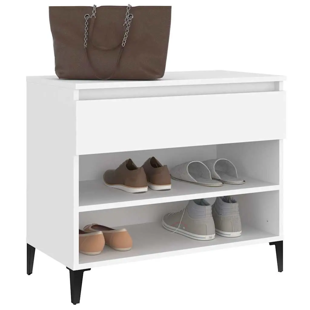Shoe Cabinet White 70x36x60 cm 2 Compartments Engineered Wood