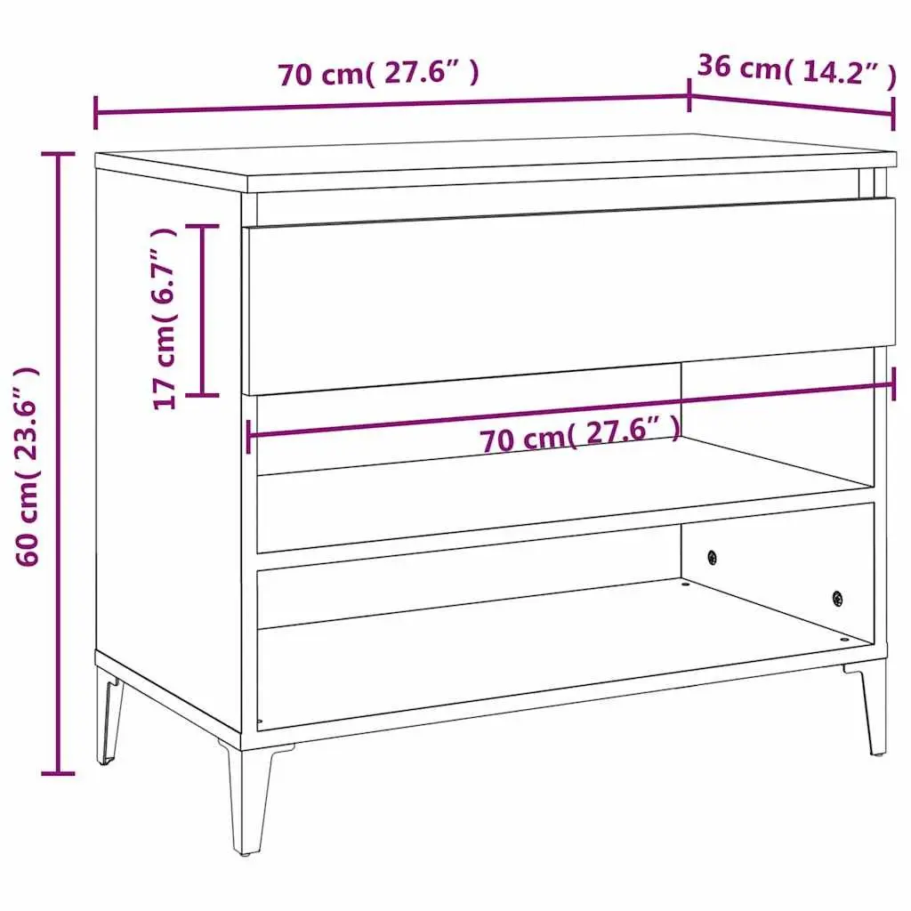 Shoe Cabinet Black 70x36x60cm Engineered Wood 2 Compartments Storage Organiser