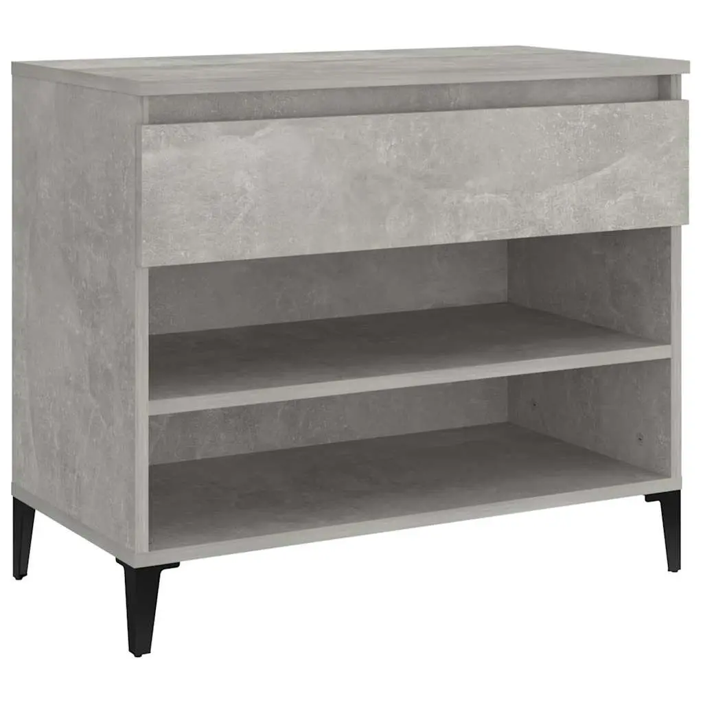 Shoe Cabinet Grey Engineered Wood Storage Organiser 2 Compartments Drawer Stable Top Surface