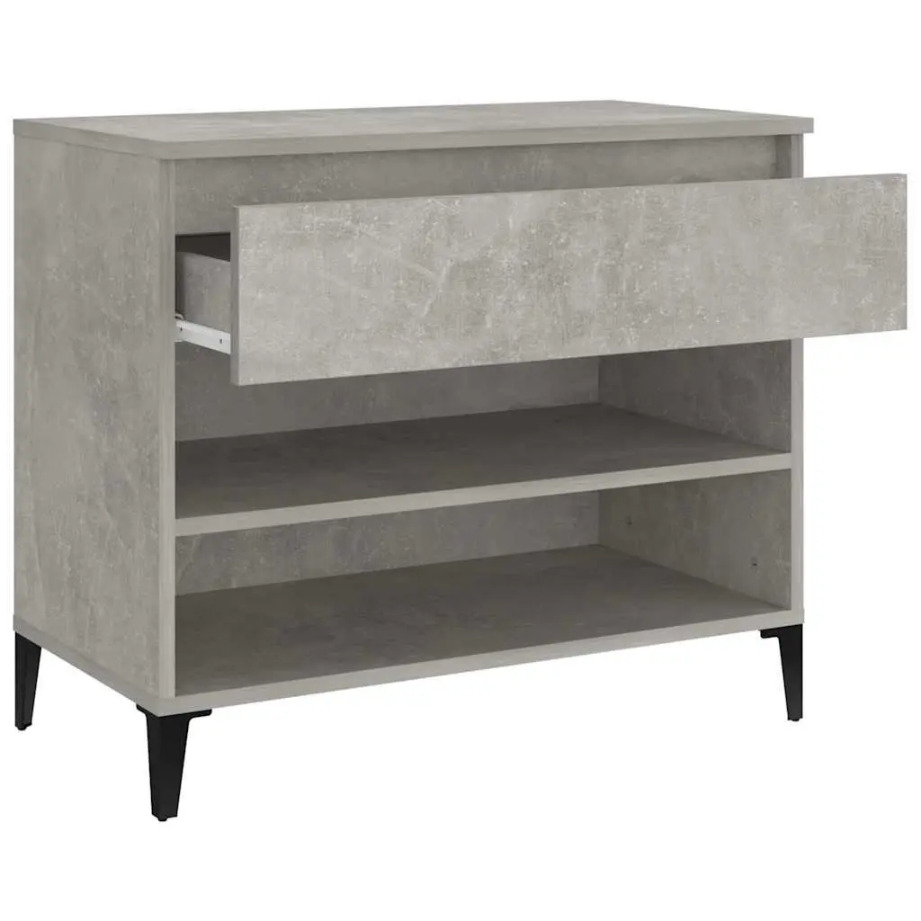 Shoe Cabinet Grey Engineered Wood Storage Organiser 2 Compartments Drawer Stable Top Surface