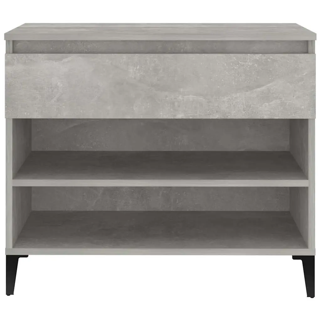 Shoe Cabinet Grey Engineered Wood Storage Organiser 2 Compartments Drawer Stable Top Surface