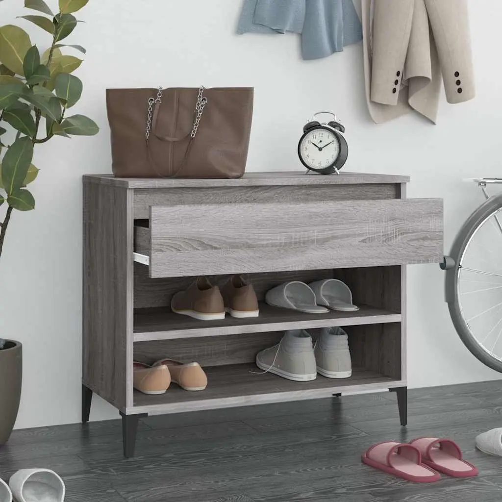 Shoe Cabinet Grey Engineered Wood 70x36x60 cm Storage Hallway Furniture