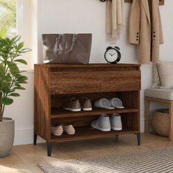 Brown Oak Shoe Cabinet - Compact and Functional 70x36x60 cm