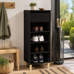 Shoe Cabinet Black 40x36x105cm Storage Organiser 4 Shelves 1 Drawer