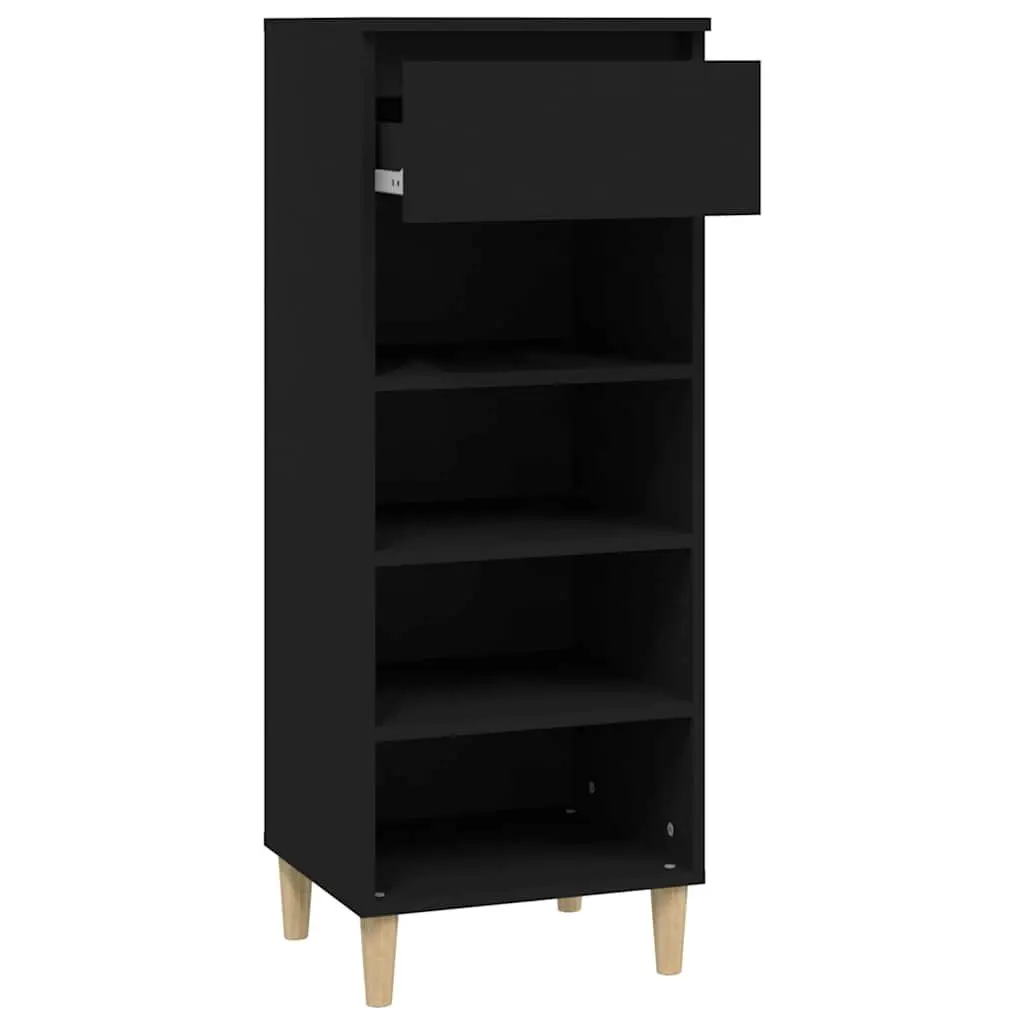 Shoe Cabinet Black 40x36x105cm Storage Organiser 4 Shelves 1 Drawer