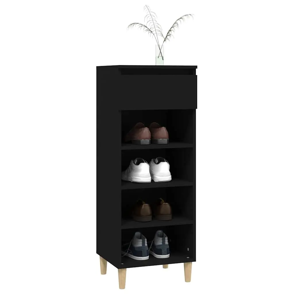 Shoe Cabinet Black 40x36x105cm Storage Organiser 4 Shelves 1 Drawer