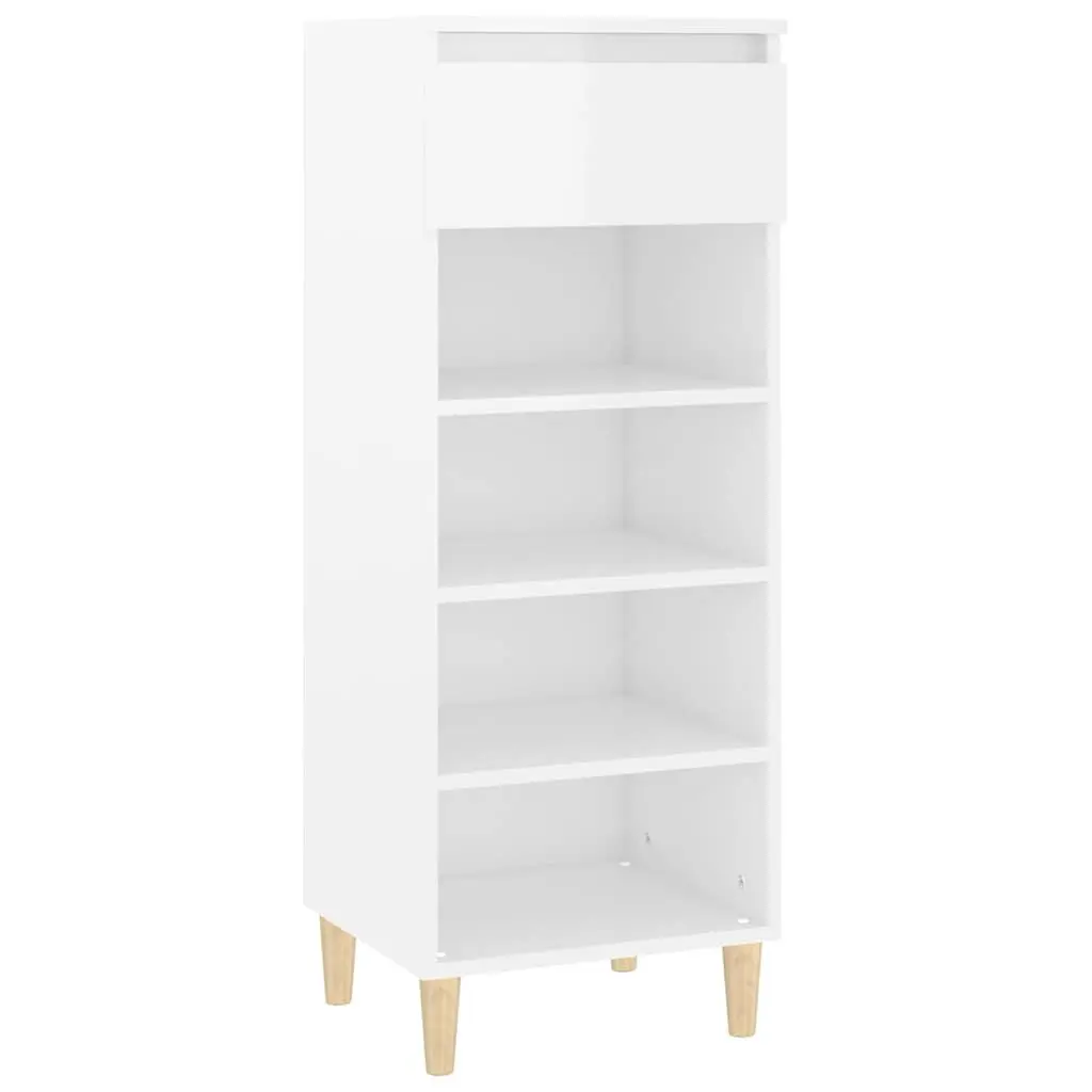 Shoe Cabinet White 40x36x105cm Engineered Wood 4 Shelves Drawer