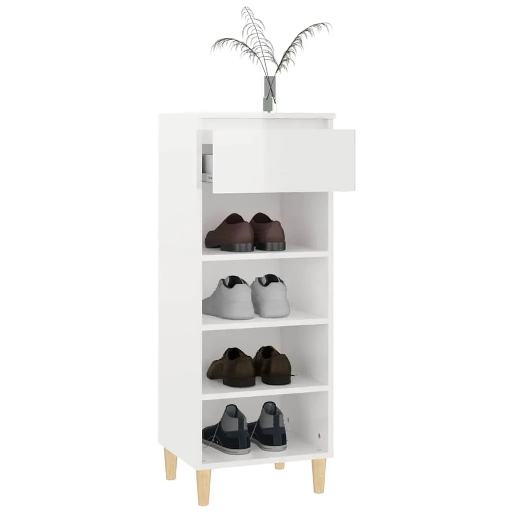 Shoe Cabinet White 40x36x105cm Engineered Wood 4 Shelves Drawer