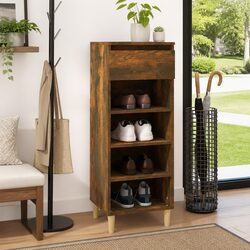 Shoe Cabinet Smoked Oak 40x36x105cm Shoe Storage Rack with Drawer and Shelves
