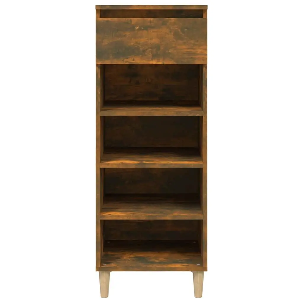 Shoe Storage Cabinet Smoked Oak 40x36x105cm with Drawer and 4 Open Shelves