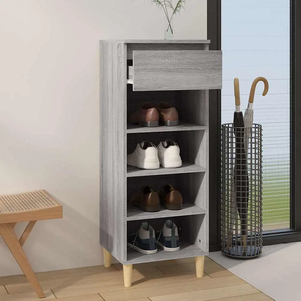 Shoe Storage Cabinet Grey 40x36x105cm with 4 Shelves and 1 Drawer for Home Organisation