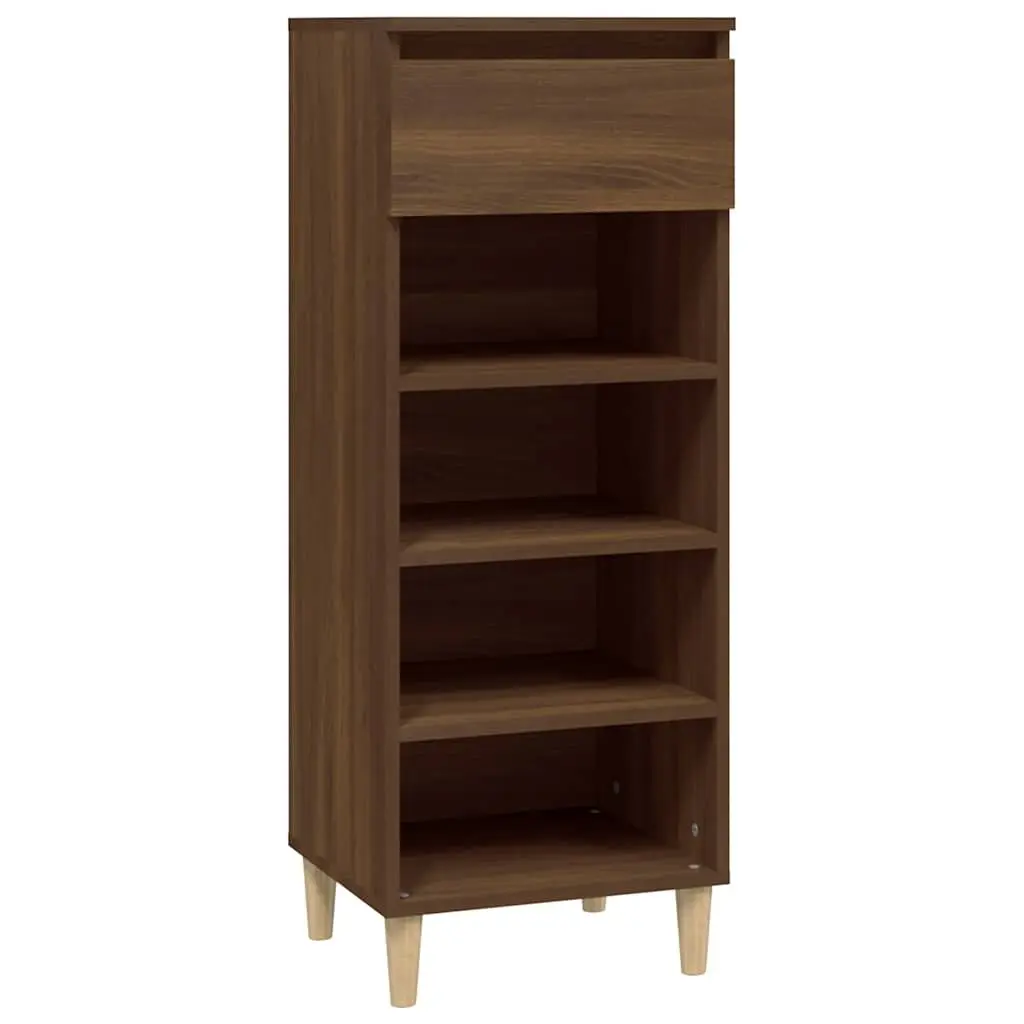 Shoe Cabinet Brown Oak Engineered Wood Storage Organiser 4 Shelves Drawer