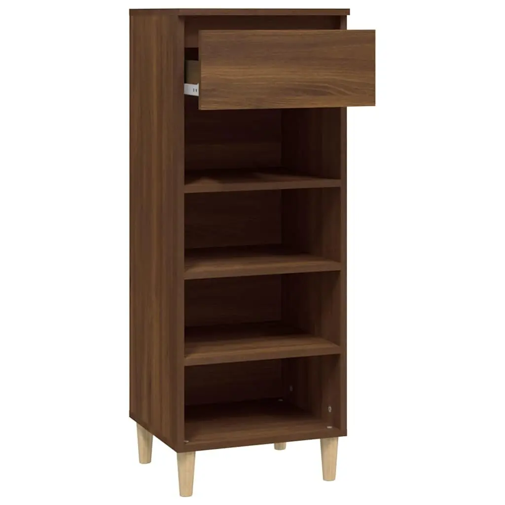 Shoe Cabinet Brown Oak Engineered Wood Storage Organiser 4 Shelves Drawer
