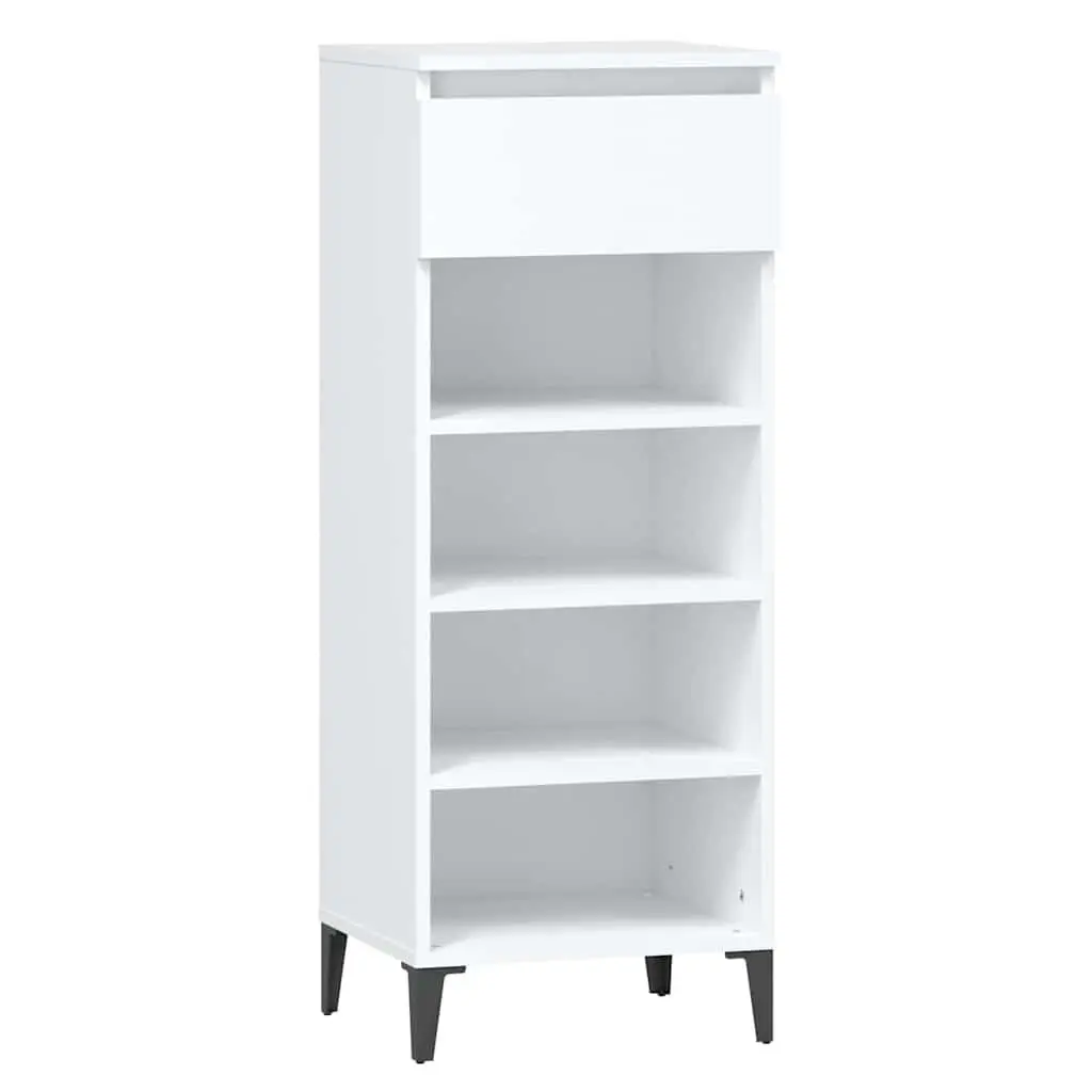 Shoe Rack White 40x36x105cm Engineered Wood Storage Cabinet with Drawer
