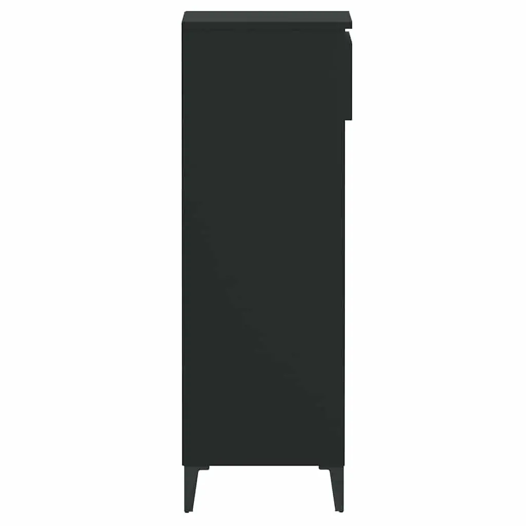 Shoe Rack Storage Cabinet Black Engineered Wood 1 Drawer 3 Shelves Organiser Unit