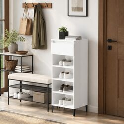 Shoe Rack High Gloss White Storage Cabinet with Drawer 3 Shelves Organiser