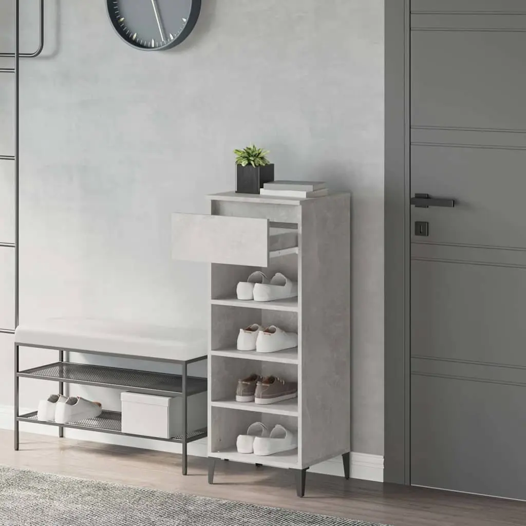 Shoe Rack Grey 40x36x105cm Engineered Wood Drawer Storage Cabinet Organiser