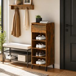 Shoe Rack with Engineered Wood, Brown Finish