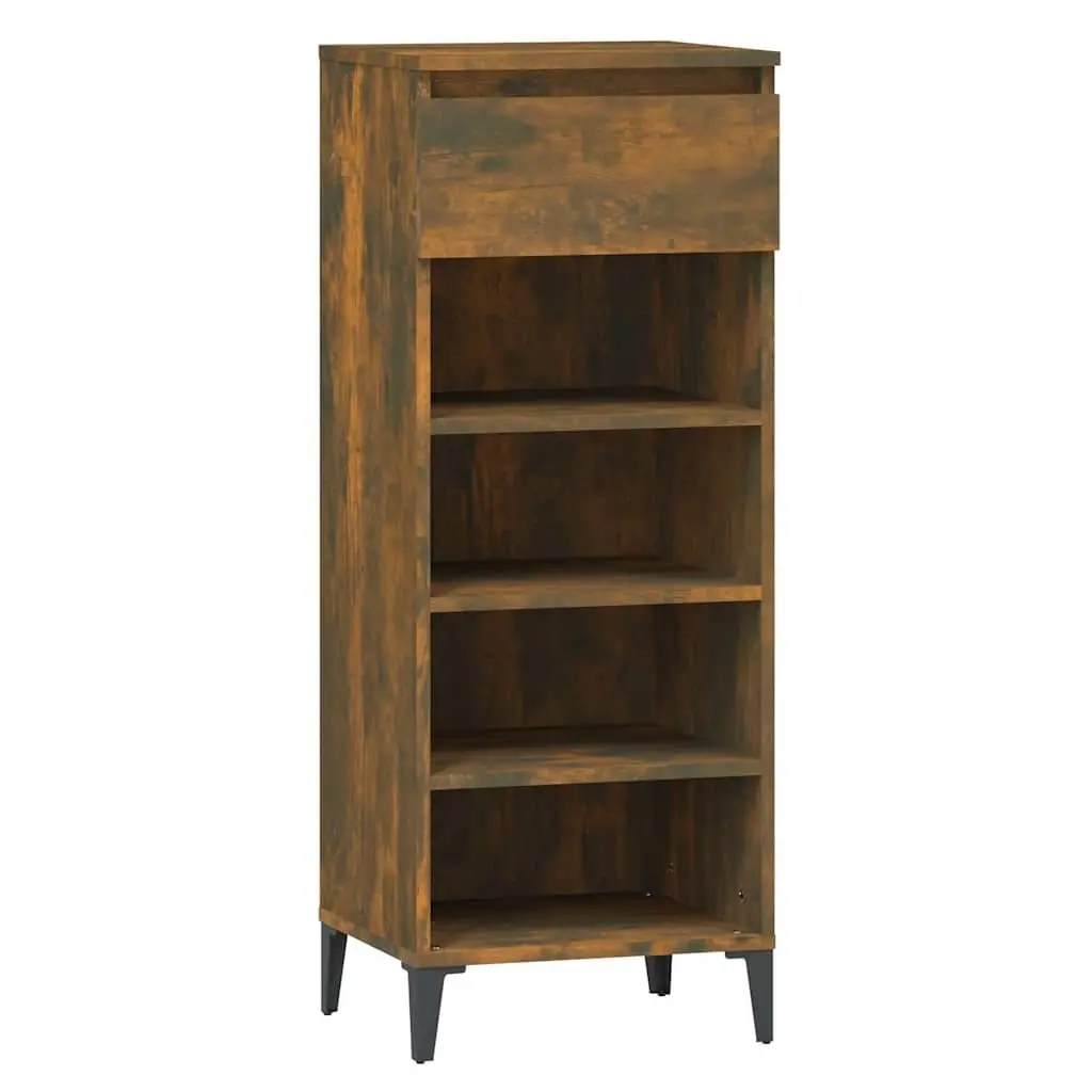 Shoe Rack Storage Cabinet Brown 40x36x105cm Engineered Wood with 1 Drawer and 3 Shelves