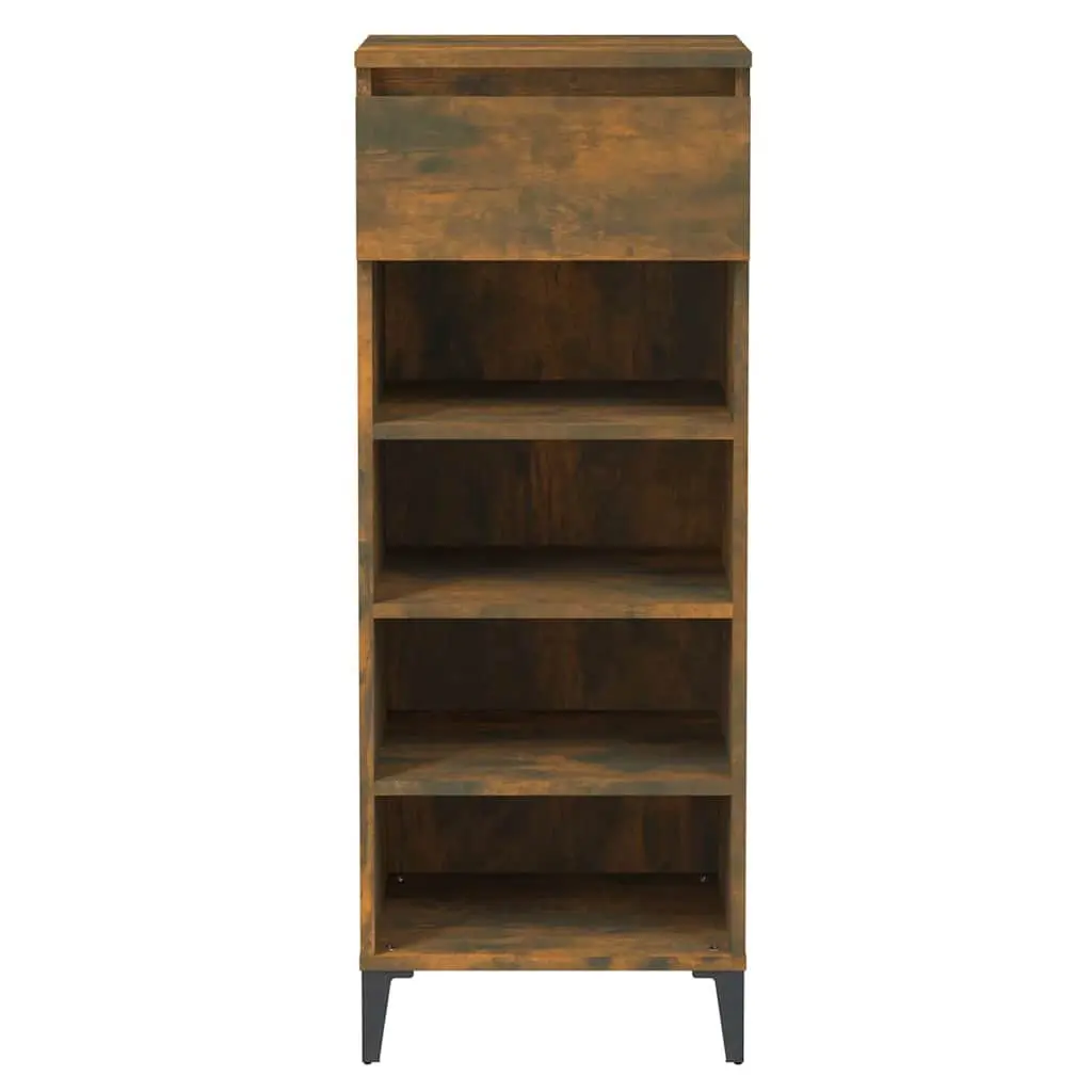 Shoe Rack Storage Cabinet Brown 40x36x105cm Engineered Wood with 1 Drawer and 3 Shelves