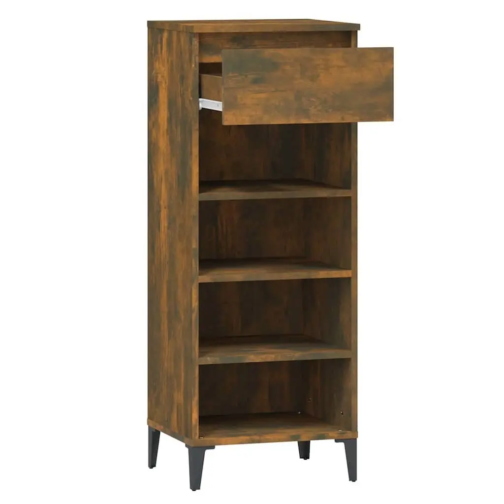 Shoe Rack Storage Cabinet Brown 40x36x105cm Engineered Wood with 1 Drawer and 3 Shelves