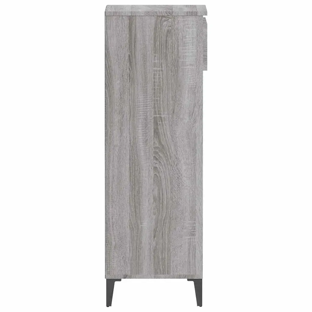 Shoe Storage Cabinet Grey Engineered Wood 40cm Width 36cm Depth 105cm Height Drawer and Shelves