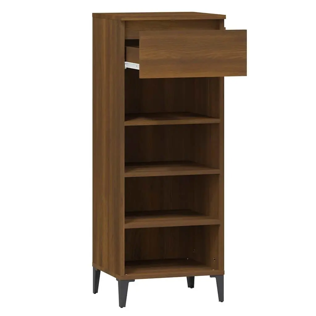Shoe Rack Brown 40x36x105 cm Engineered Wood Storage Organiser Cabinet with Drawer and Shelves