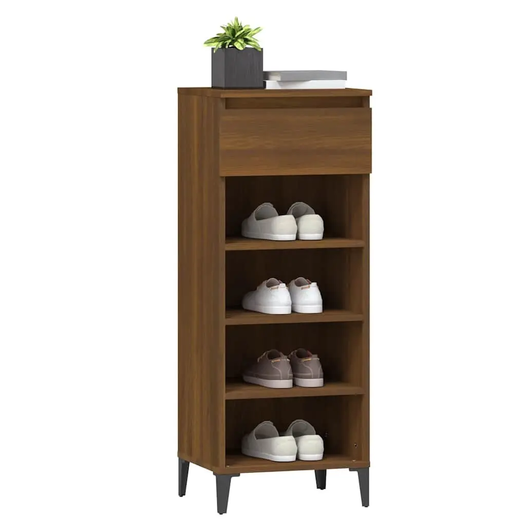 Shoe Rack Brown 40x36x105 cm Engineered Wood Storage Organiser Cabinet with Drawer and Shelves