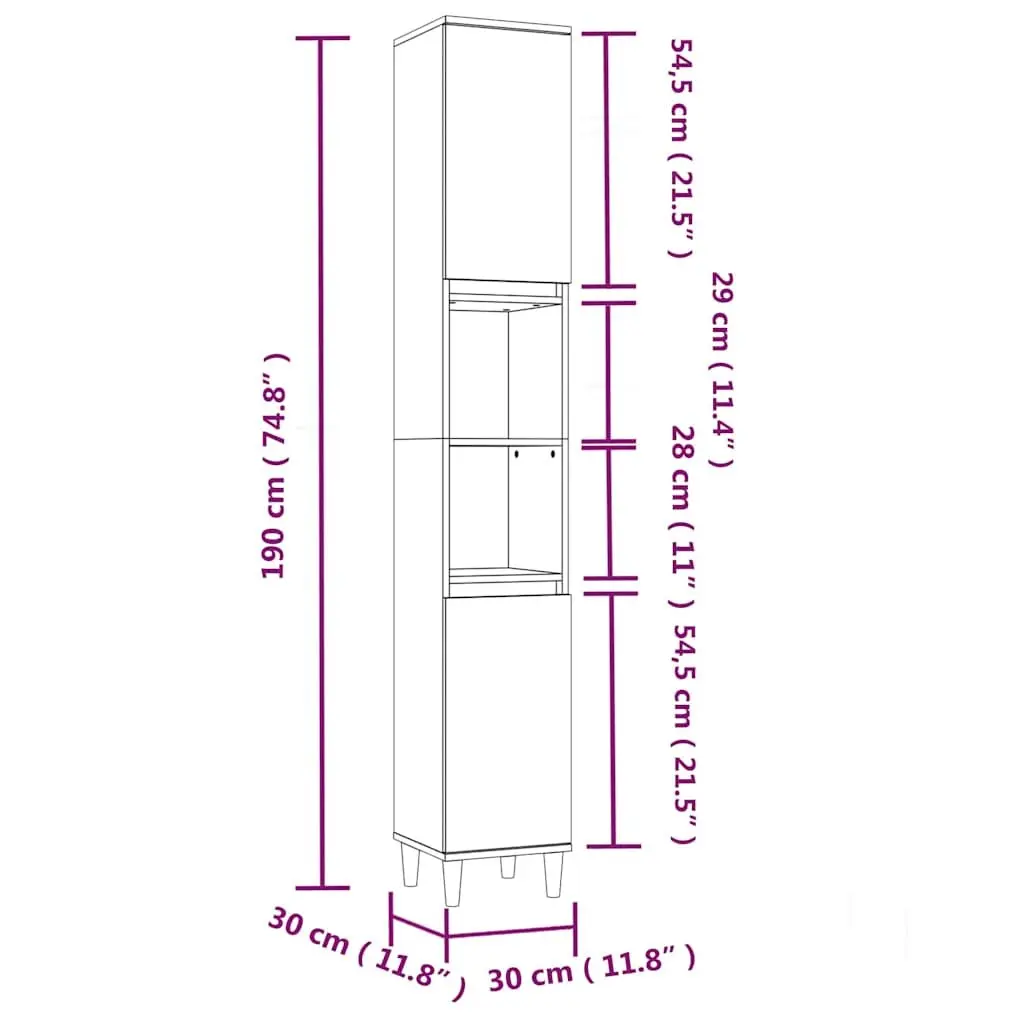 Bathroom Cabinet with 6 Compartments and 2 Doors