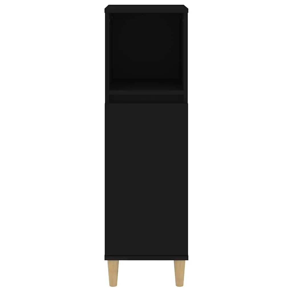 Bathroom Cabinet Black 30x30x100cm Engineered Wood Storage Unit