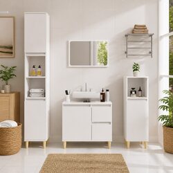 Sleek Bathroom Vanity Cabinet in White High Gloss