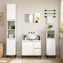 Compact Bathroom Vanity Cabinet in White 30x30x100cm
