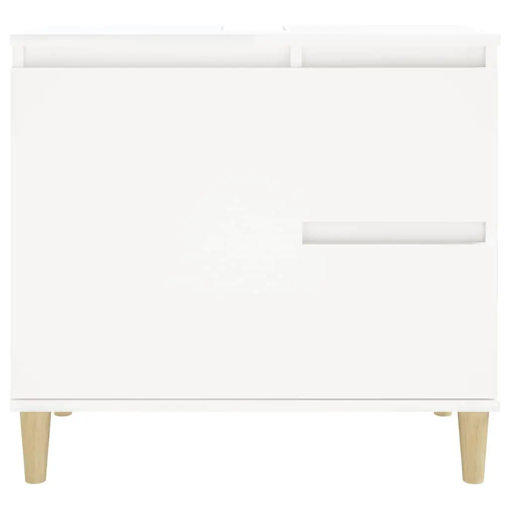 White Bathroom Cabinet with Eucalyptus Feet