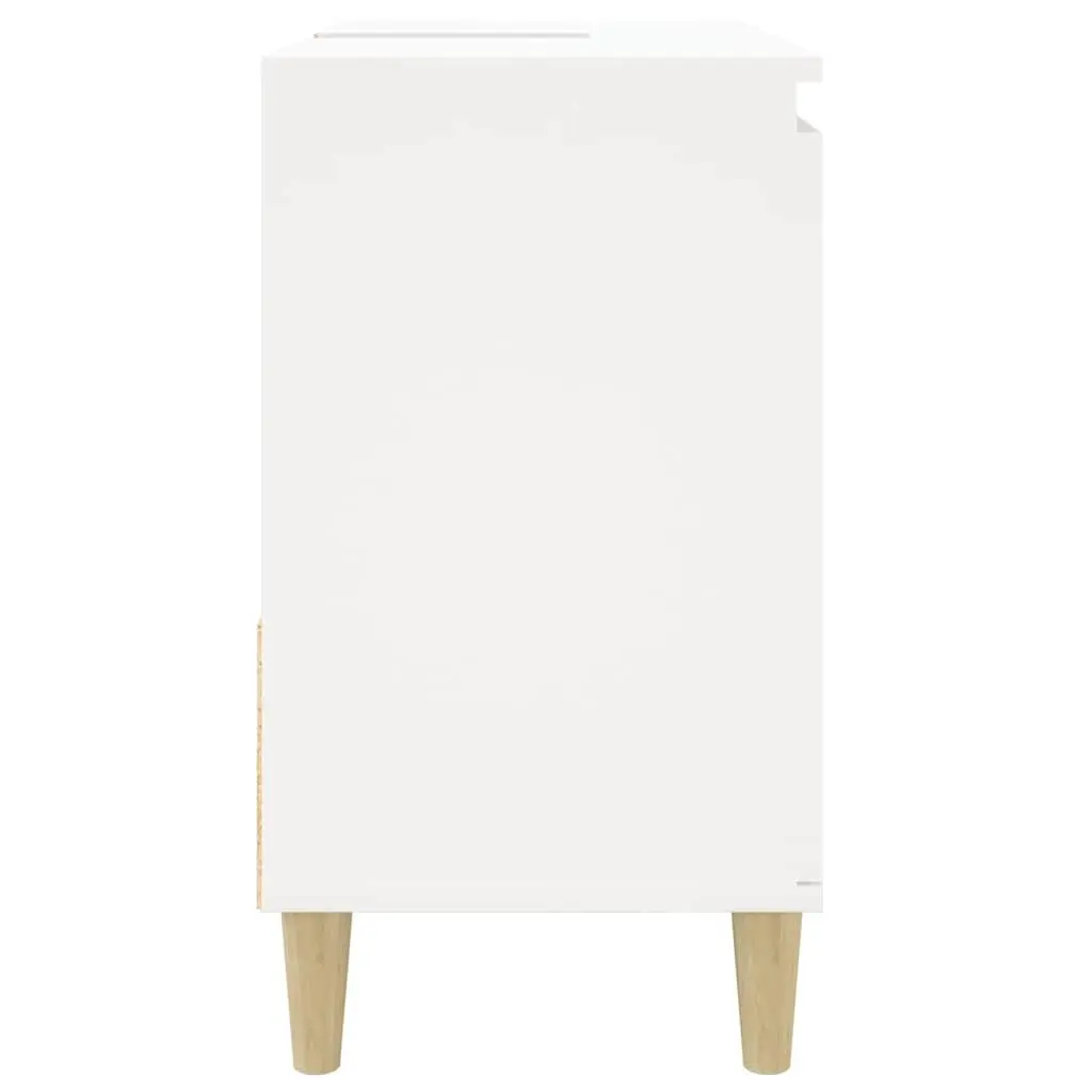 White Bathroom Cabinet with Eucalyptus Feet
