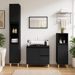 Black Engineered Wood Bathroom Vanity Cabinet